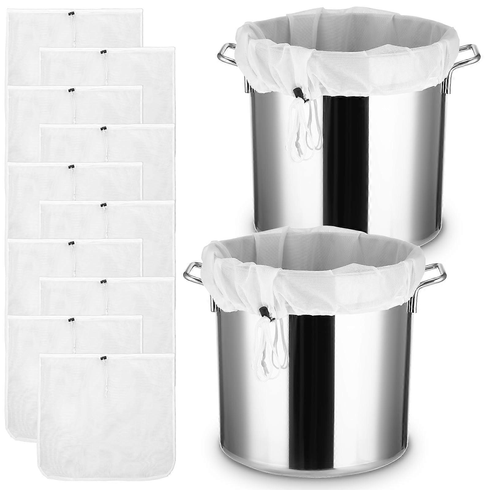 10 Pack Extra Large 26x22 Brew Bag, Reusable Fine Mesh Straining Bag with Drawstring for Home Brewing