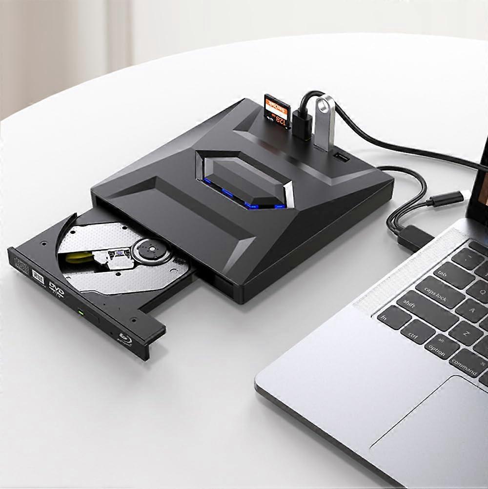 USB 3.0 External Bluray Burner with SD Card Reader and TypeC, 4in1 BDRE Drive for Laptop PC