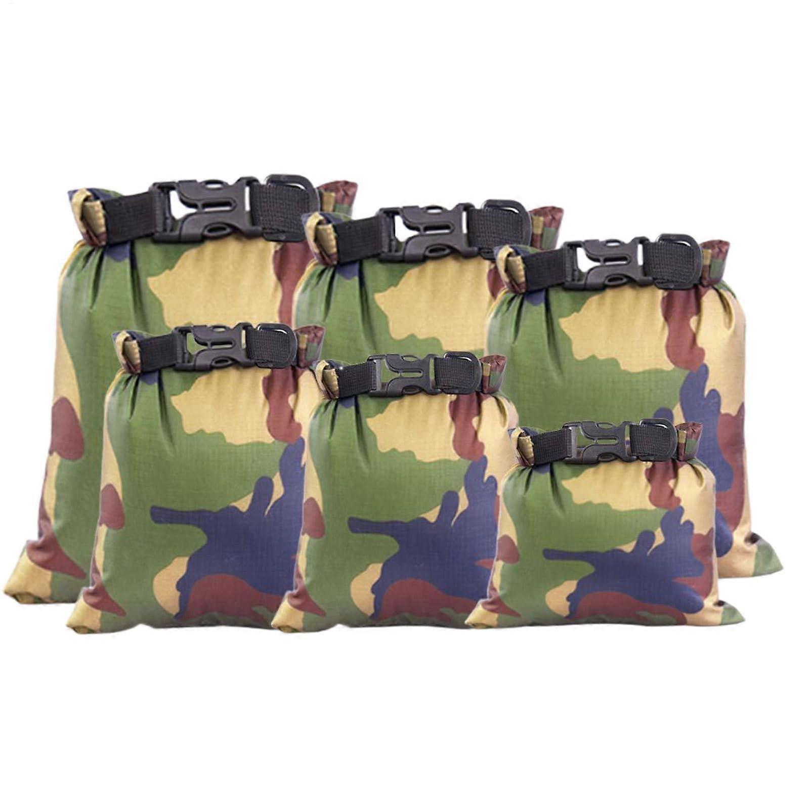 Waterproof Dry Bag with Camouflage Pattern for Kayaking, Boating, Hiking, Quick Roll Access, 1 Set