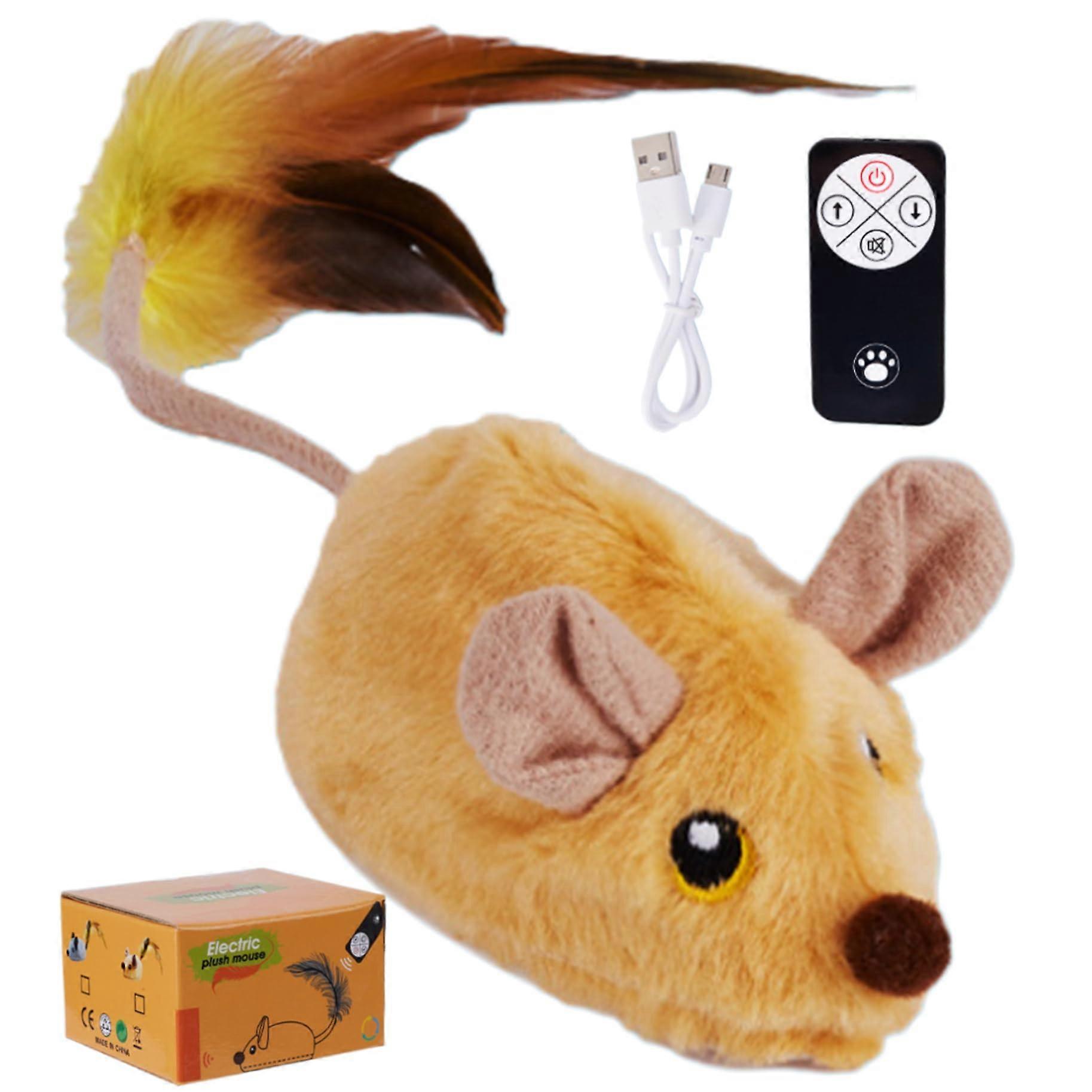 Remote Control Cat Toy with Lights and Sounds, Smart Obstacle Avoidance, Rechargeable Mouse Design