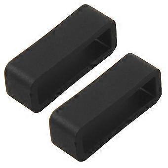 2X Black Watch Strap Retaining Hoop Loop Rubber Retainer Buckle Holder 22mm