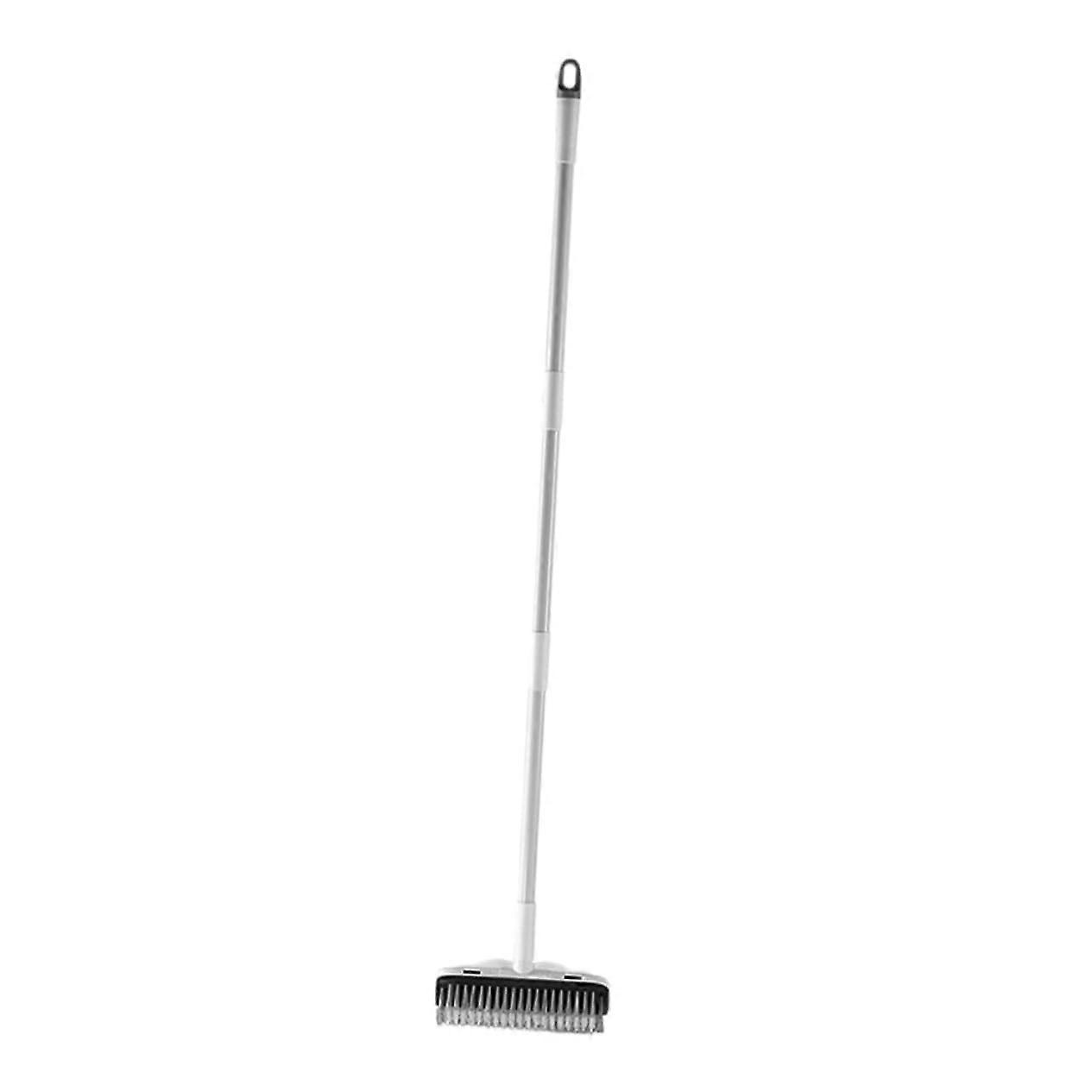 2 in 1 Floor Scrub Brush with Long Handle and Squeegee for Tile Bathroom Kitchen Cleaning
