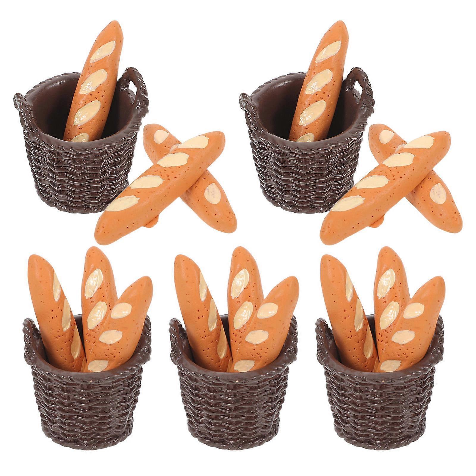 Micro Model Bread Basket Dollhouse Kitchen Accessories for Creative Display 5Set