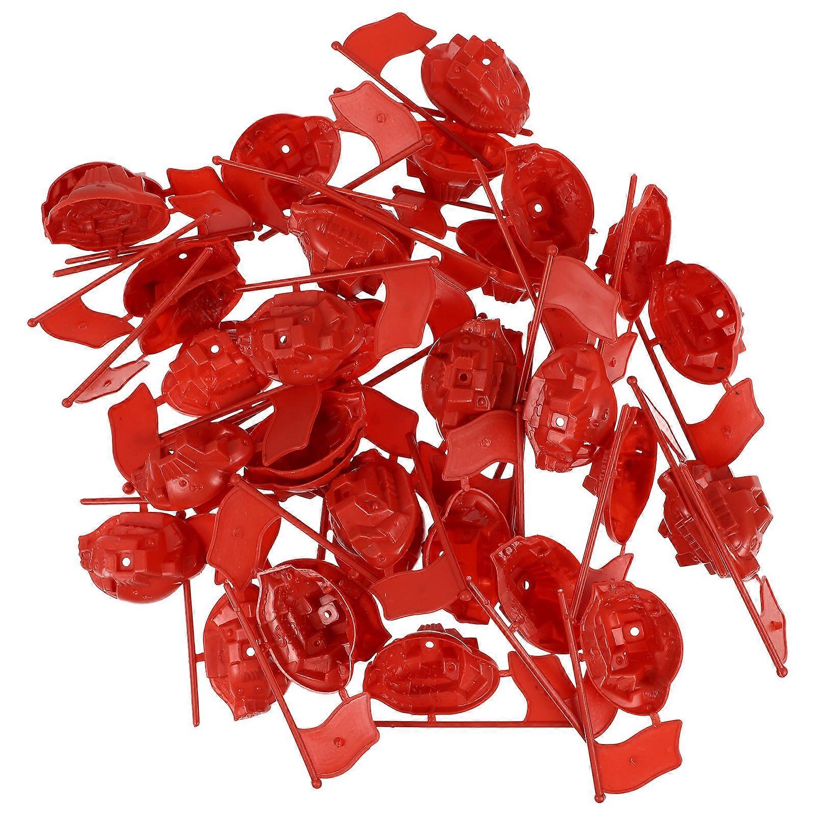 Red Flag Model Toy for Decor 50Sets Durable Plastic Miniature Scene