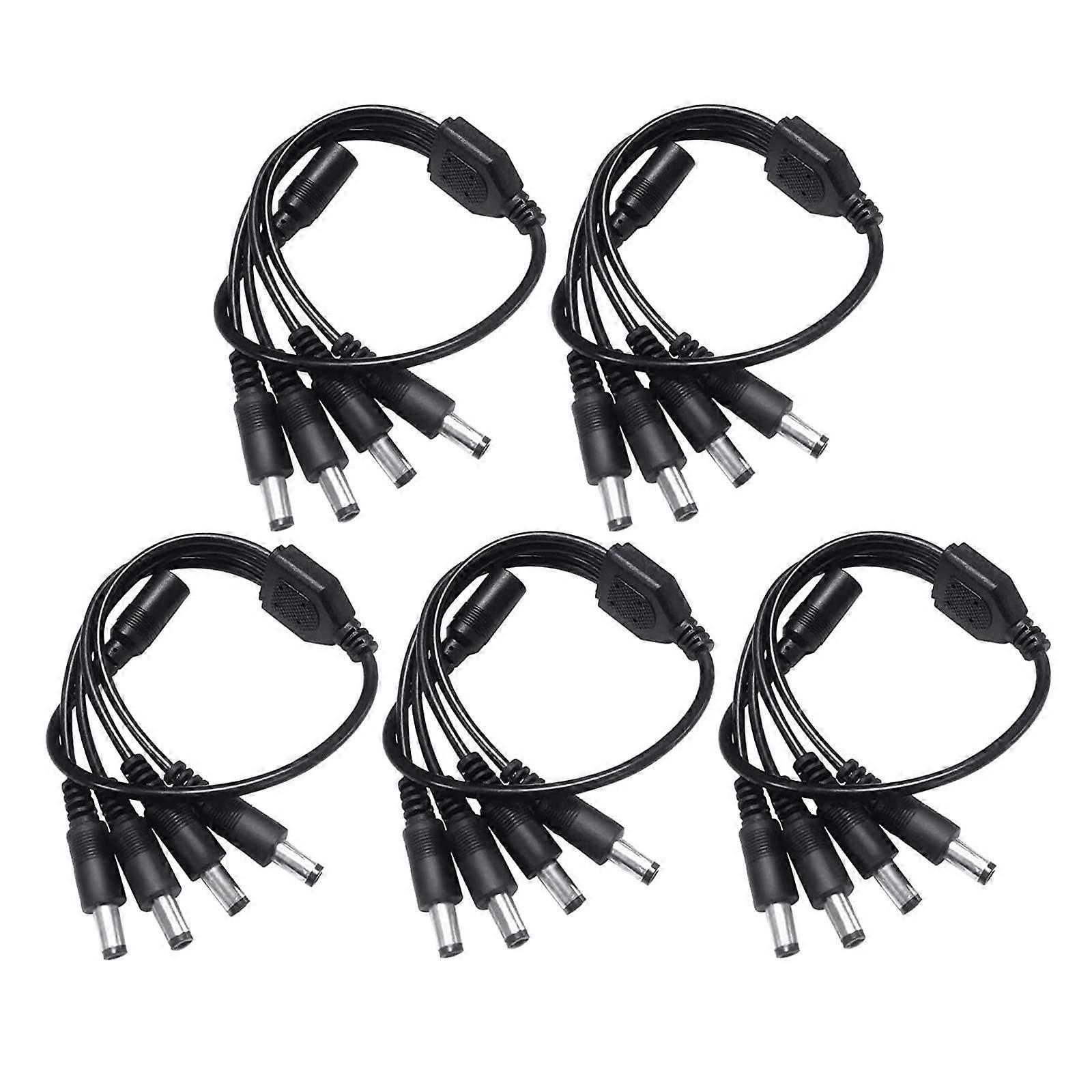 5 Pack 1 to 4 CCTV Power Splitter Cable for Security Cameras, Simplifies Cable Management