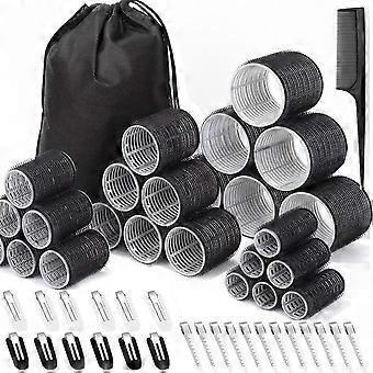 50PCS Hair Curlers Rollers with Clips Hair Rollers with 4 Sizes (60/48/36/25mm) Rollers for Hair for Large Long, Medium, Short, Thick & Fine Hair for 
