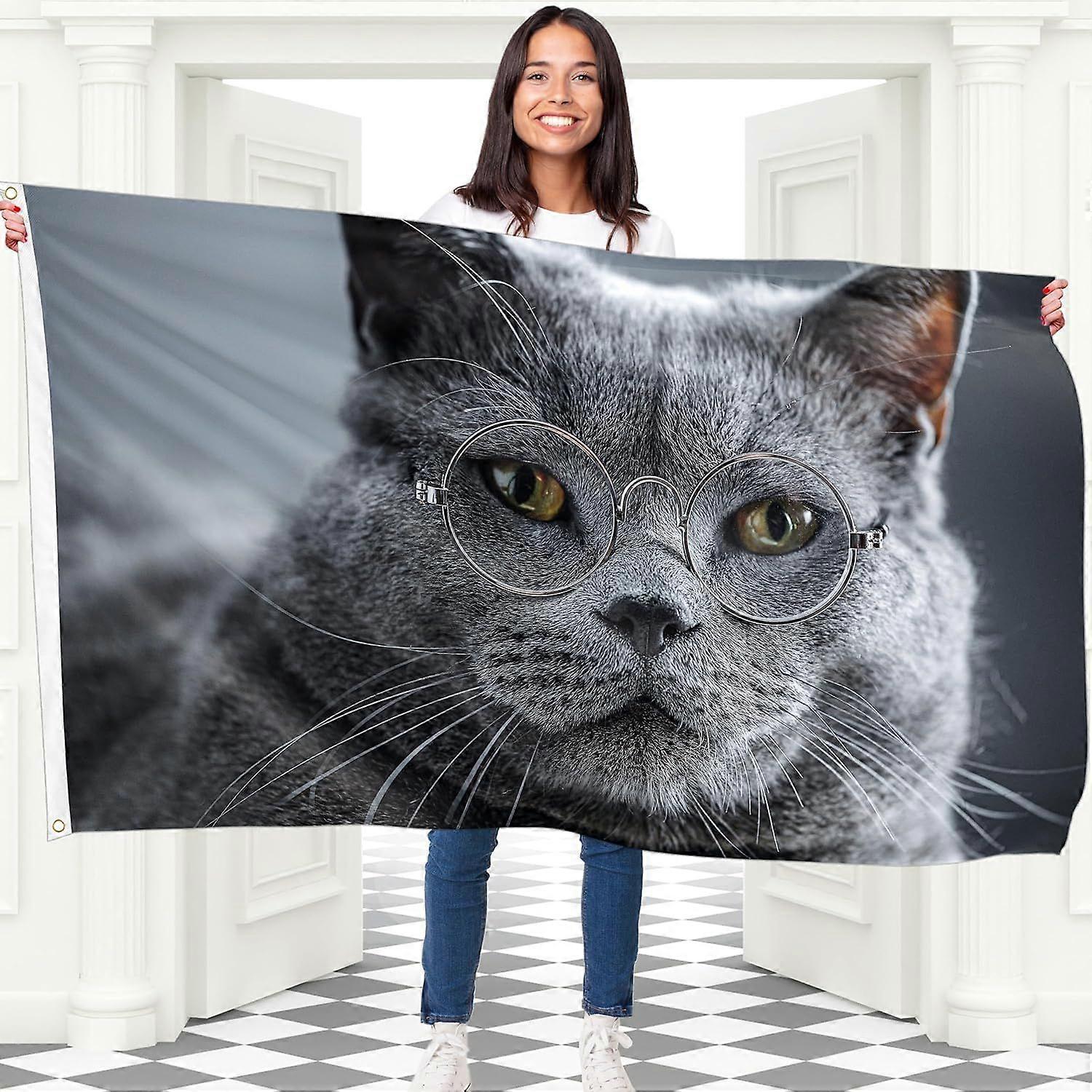 Cat with Glasses Flag IW0638