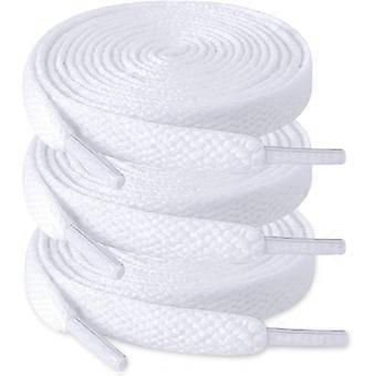 3 Paar flache Schnürsenkel für Sneaker, Schnürsenkel für Sneaker, Sportschuhe, Laufschuhe, Stiefelschnürsenkel D-weiß (3 Paar)