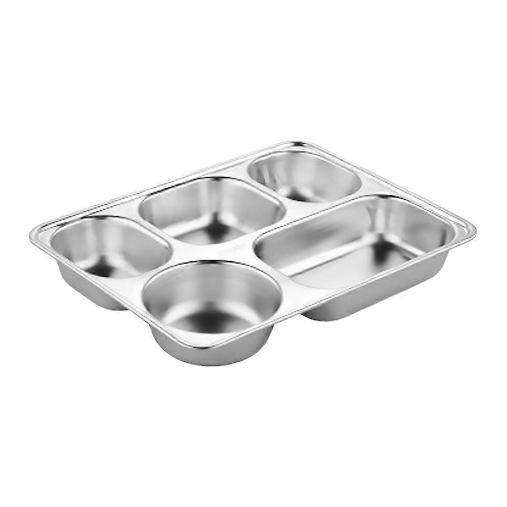 Divided Dinner Tray for Serving Dinner Creative Stainless Steel Five Grid Plate