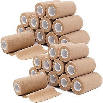 24 rolos de bandagem autoadesiva, bandagem veterinária de 10 cm x 4,5 m para tratamento de feridas em cavalos e cães, fita adesiva elástica bege para bandagem de pulso, A