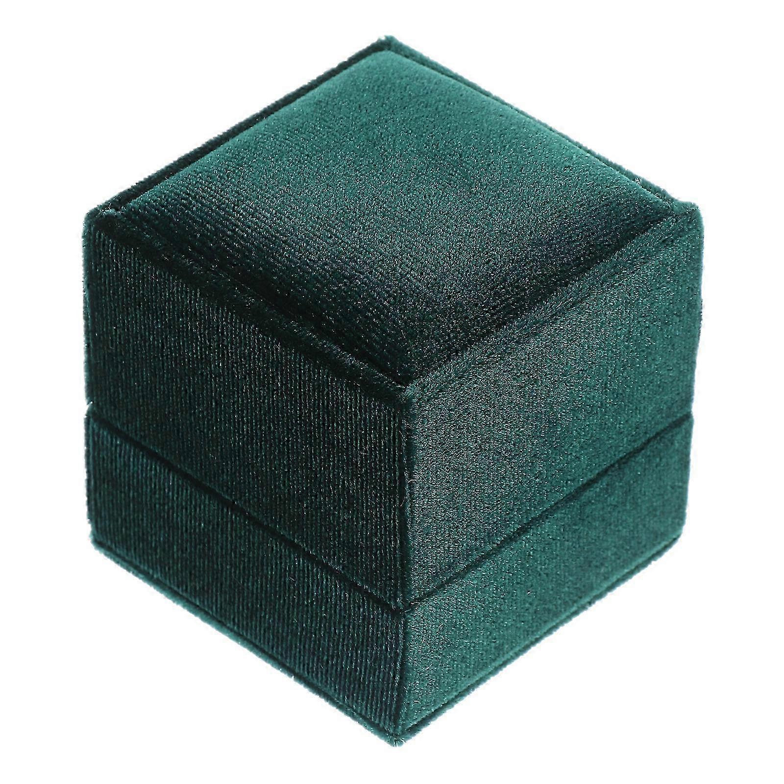 Flannelette Ring Box in Green Square Shape compatible with Ring Storage 1Pcs