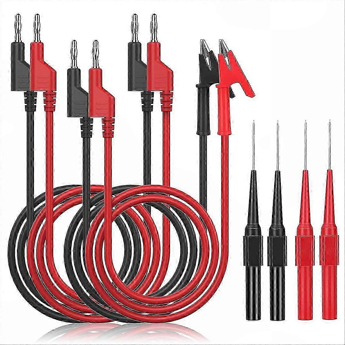 4-Pack Test Probe Pins with Banana Plug Cables for Multimeter