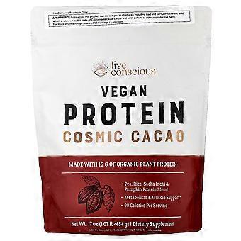 Leef bewust, veganistische proteïne, kosmische cacao, 484 g