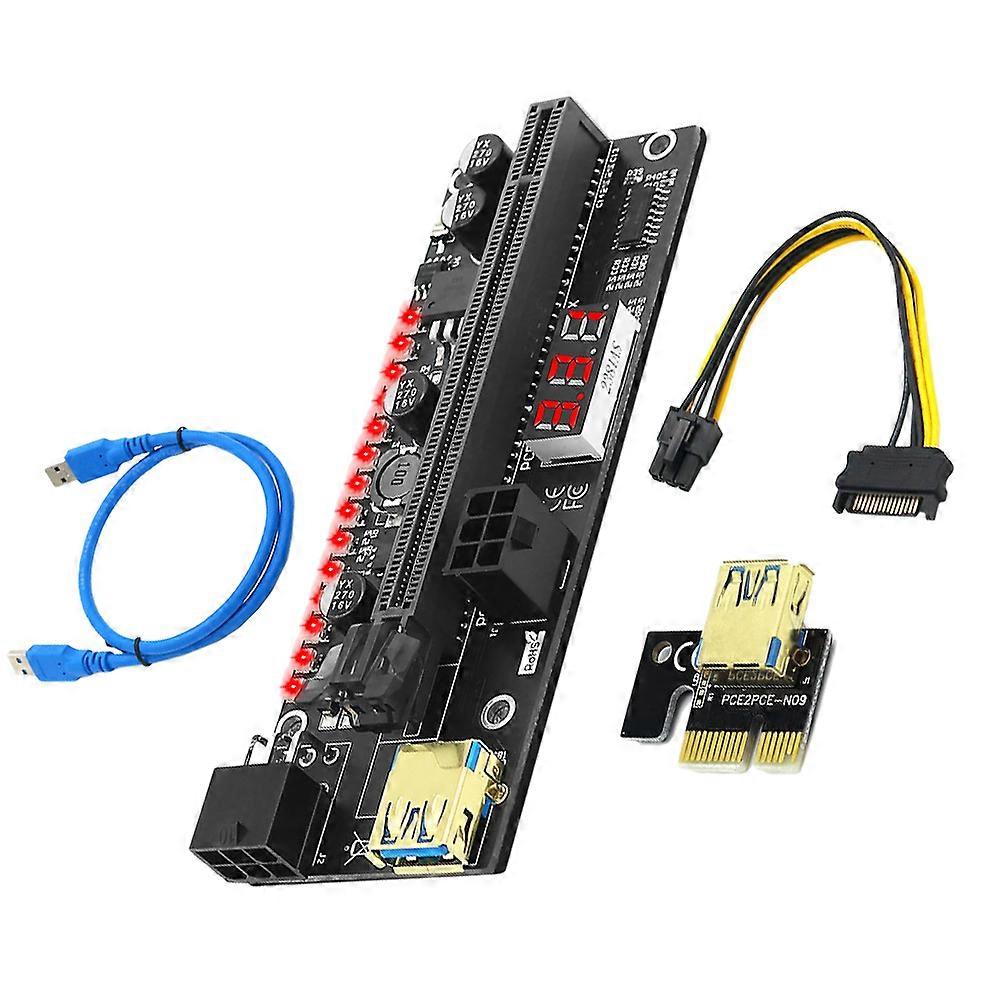 1 Set PCI-E 1x to 16x Extender LED Display Running Light GPU Mining Supply