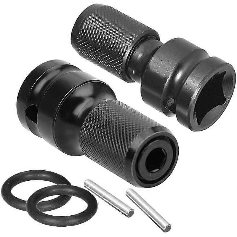 2 Pack Telescopic Socket Adapter 1/2" Drive to 1/4" Hex, Chrome Vanadium Steel, Quick Release Safety Lock