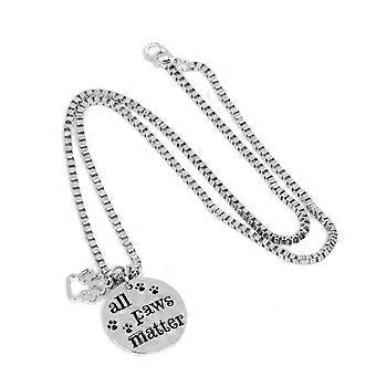 Dog Pendant Letter Necklace for Pets 2Pcs Silver Accessories