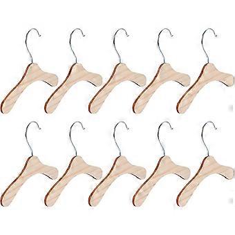 10pcs Wooden Pet Apparel Hangers Pet Clothes Hangers Pet Drying Rack Hangers Dog Clothing Hanging Rack Ultra Thin Space Saving Hook (14x14cm)