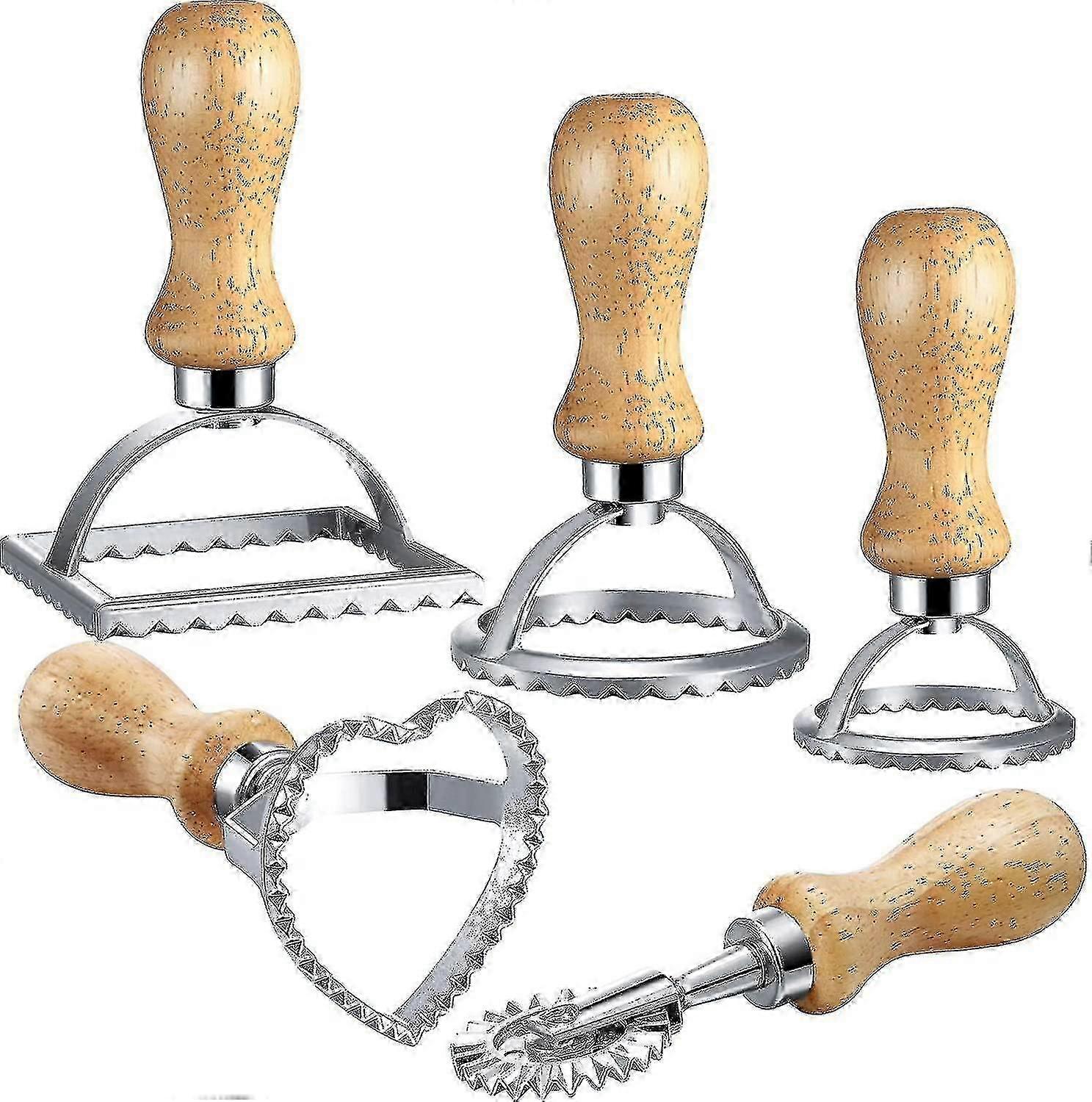 5 stykker ravioli stempel sett, ravioli cutter stempel sett maker