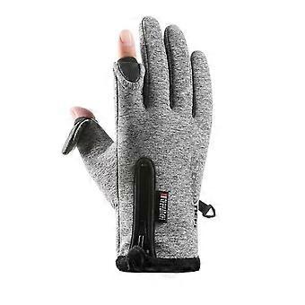 Invierno Hombres Guantes de ciclismo Pantalla de cremallera a prueba de viento Impermeables Guantes de esquí de montañismo