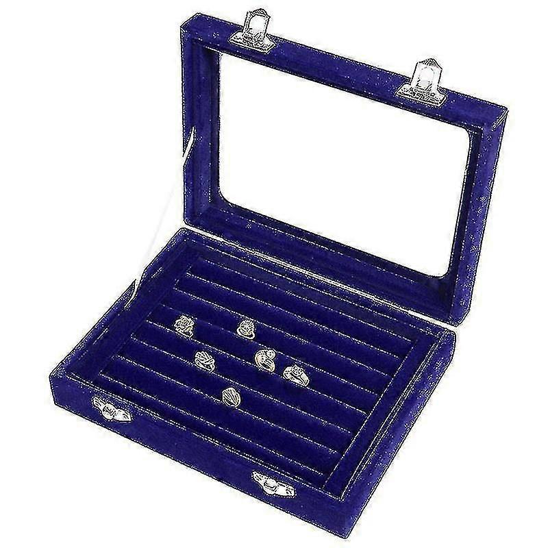 Ringer Ear Stud smykker Holder Storage Box Case Container Organizer (blå)
