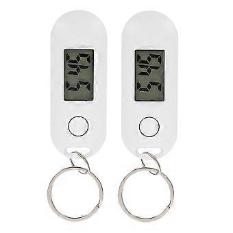 Digitale horloge sleutelhangers voor studenten, 2 stuks, wit