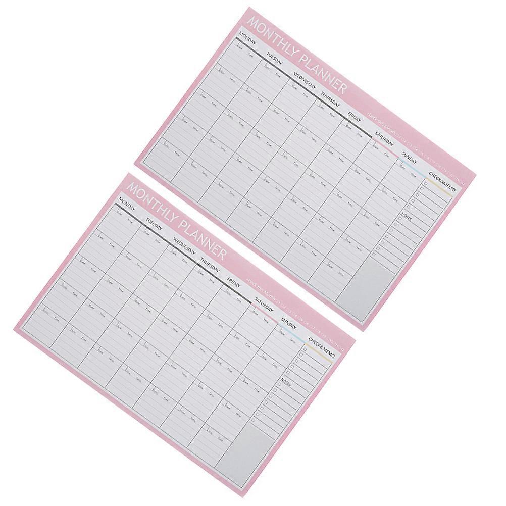 Monthly Schedule Plan Memo Pad Notebook for Note Taking 2Pcs Pink
