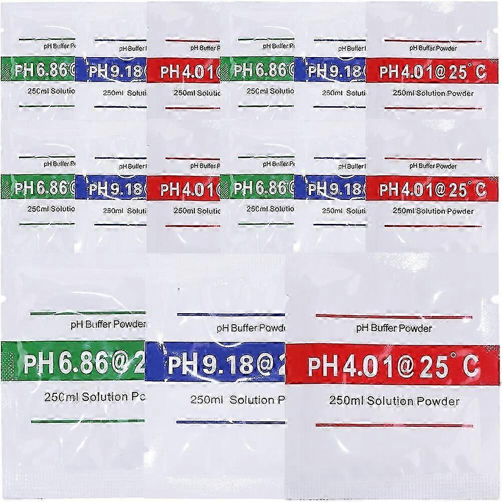 15pcs Ph Calibration Solution Poudres Ph Calibration Solution Poudre Test Ph4.01 + 6.86 + 9.18