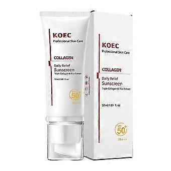 Triple Collagen & Rice Sunscreen, Niacinamide Brightening Moisturizing Skin Repair Cream, Hydrating SPF 50+ Sunscreen, Lightweight