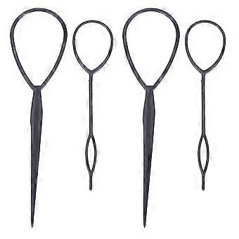 4 kpl Topsy Tail Hair Styler Hair Style Hair Twister Virveli Silmukka Musta
