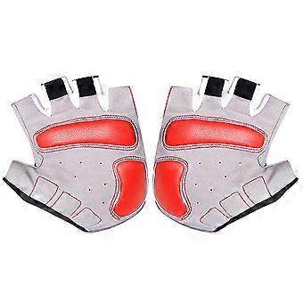 Luvas vermelhas de meio dedo para ciclismo, 1 par de luvas respiráveis ​​para andar de bicicleta.