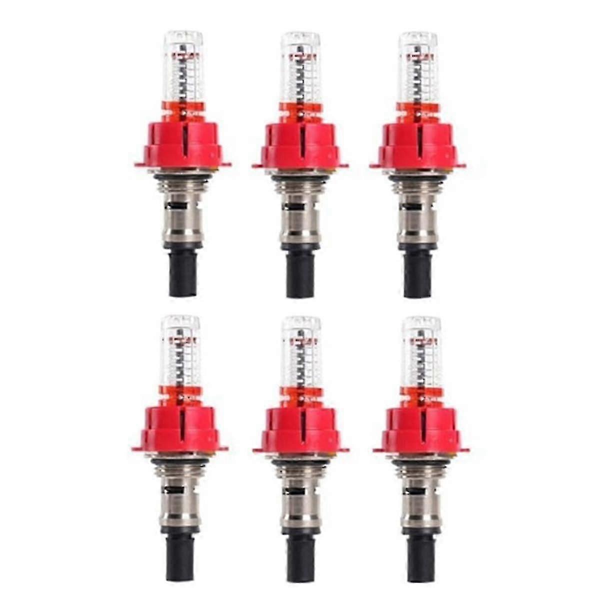 Flow control meter for 6-zone underfloor heating manifold system