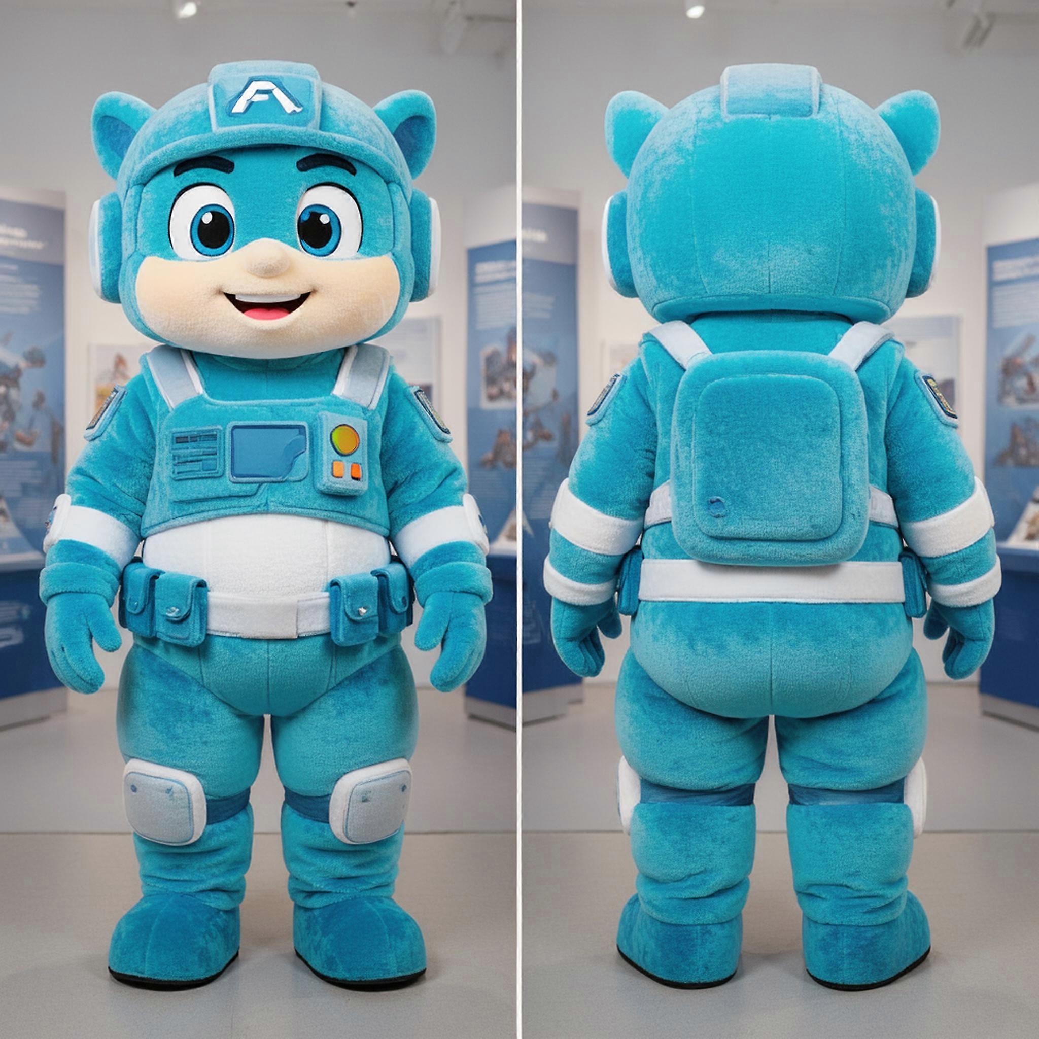 MASTICOT Cyan Brave Commando Mascot
