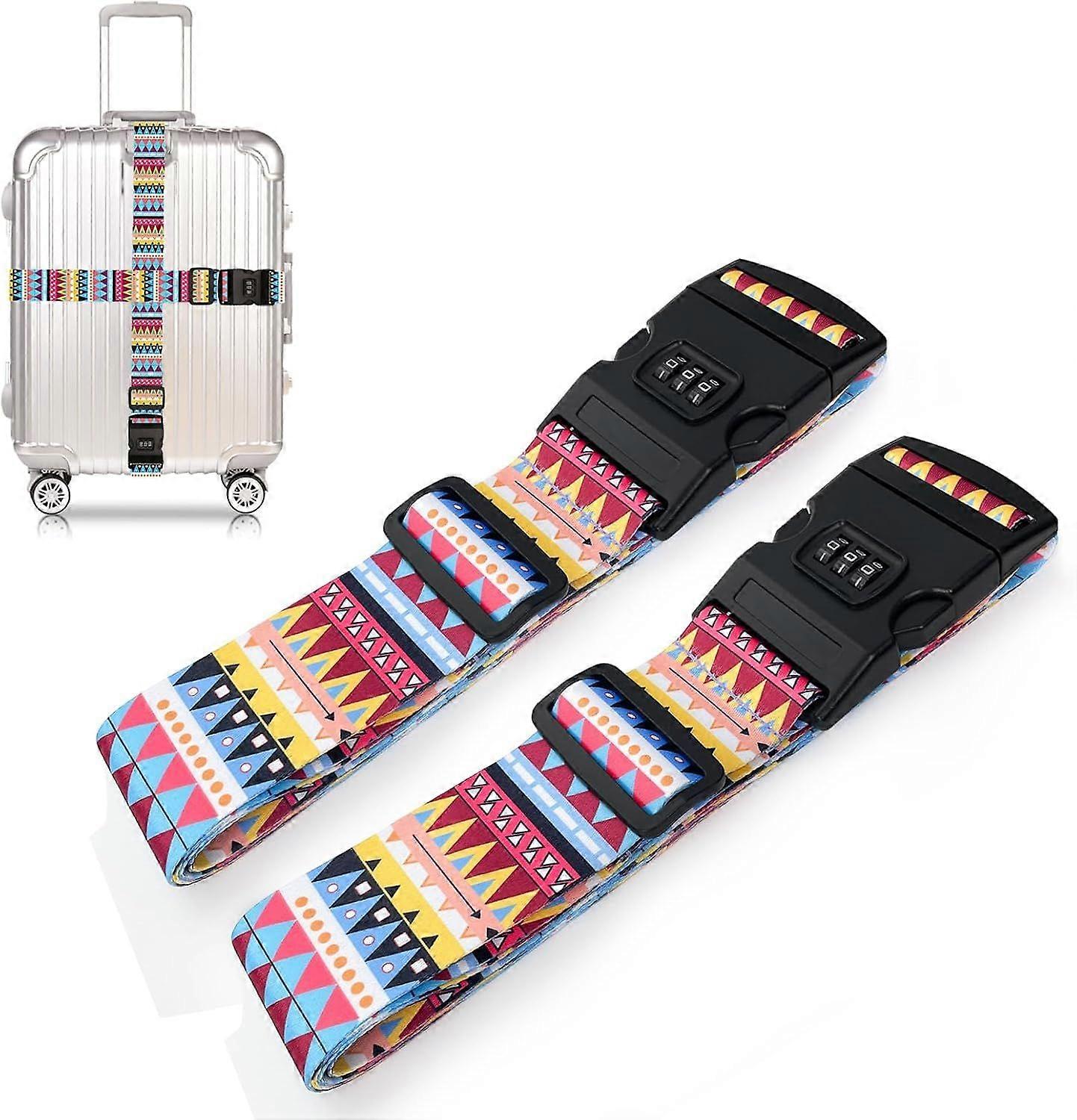 4 Pack Lockable Luggage Straps, Adjustable Suitcase Belts with Combo Lock
