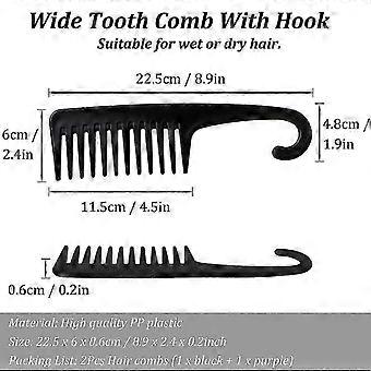 2PCS Large Wide Tooth Comb, Shower Combs with Hook for Wet Curly Hair, Premium Big Hair Brush Combs to Detangle Curls, Conair Women Detangler Comb for