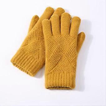 Femme Hiver Chaud Tricot Plein Doigt Gants Hommes Solide Laine Écran Tactile Mitaines Femmes Épais Chaud Cyclisme Gants de Conduite