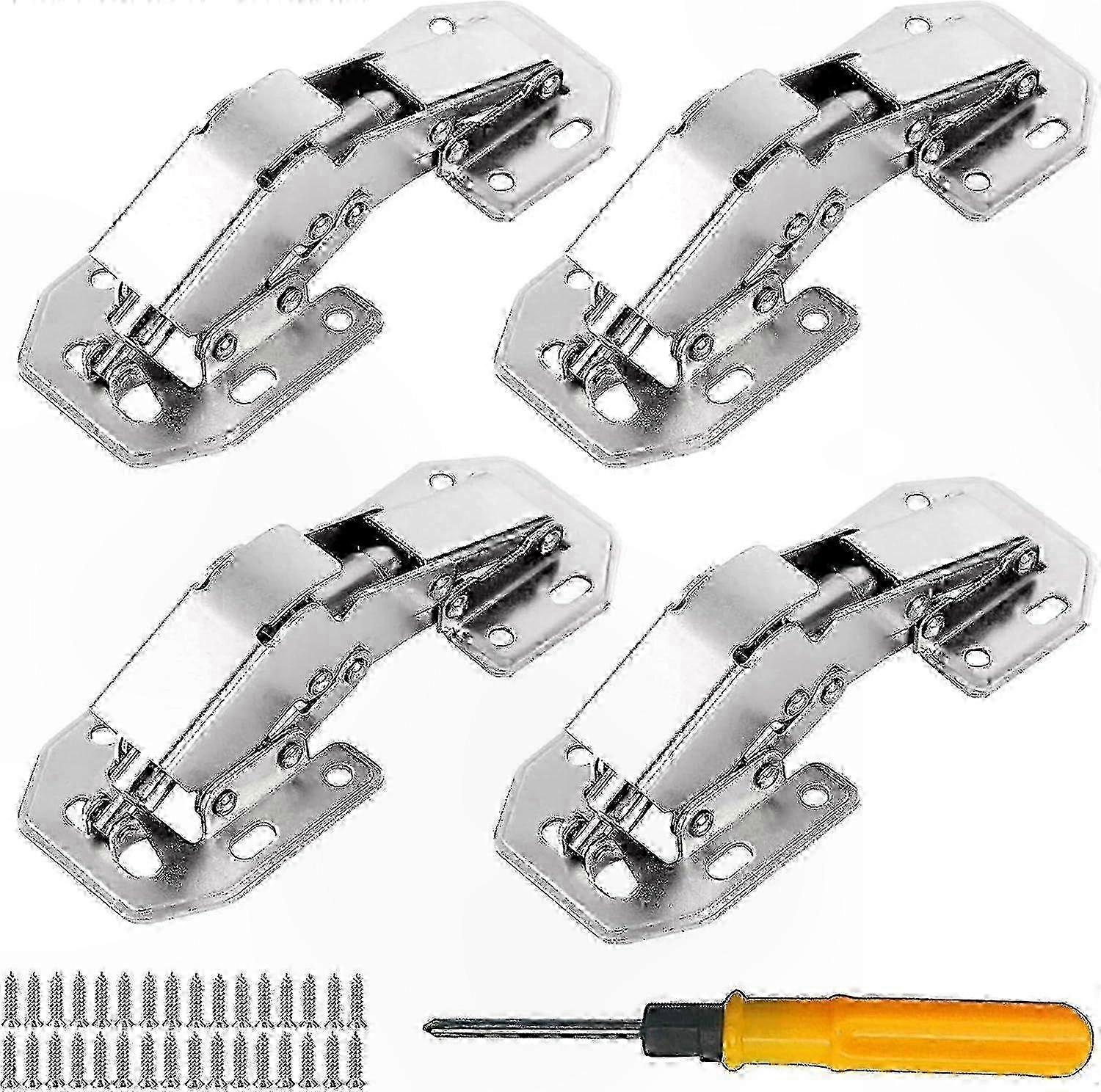 4-Pack Soft Close Damper Hinges, 90 Degree Hidden Cabinet Hinges