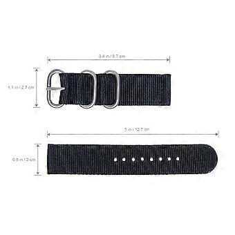 Nylon-Uhrenarmband-Gurtband für Uhrenarmbänder, strapazierfähig, 2-teilig, 20 mm, schwarz