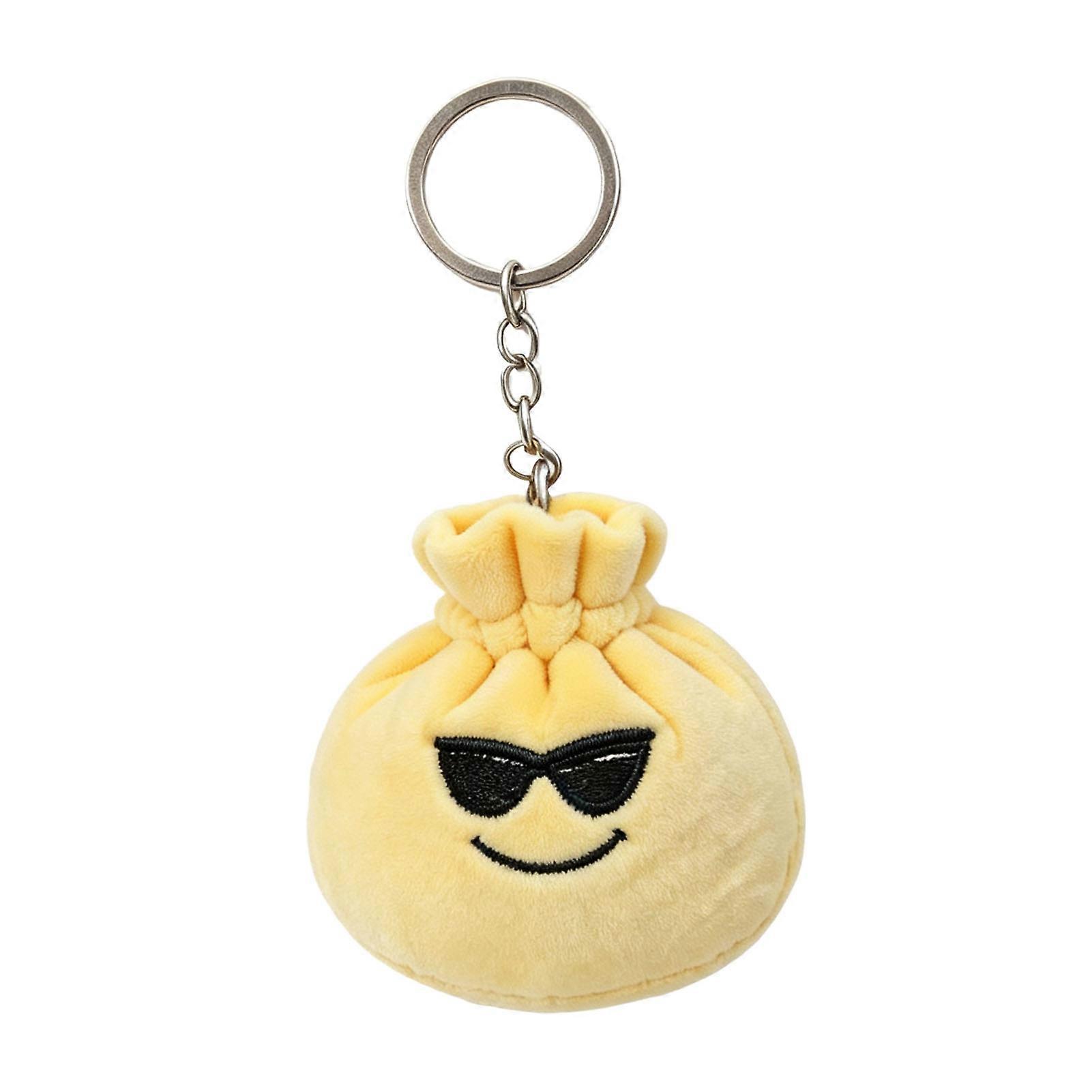 Dumpling Bag Charm with Mini Pouch, Cute Bun Plush Keychain