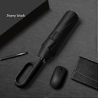 Automatic Folding Umbrella, 10-Rib Windproof Heavy-Duty Compact Design with Ergonomic Handle, Portable for Travel and Commuting, Unisex