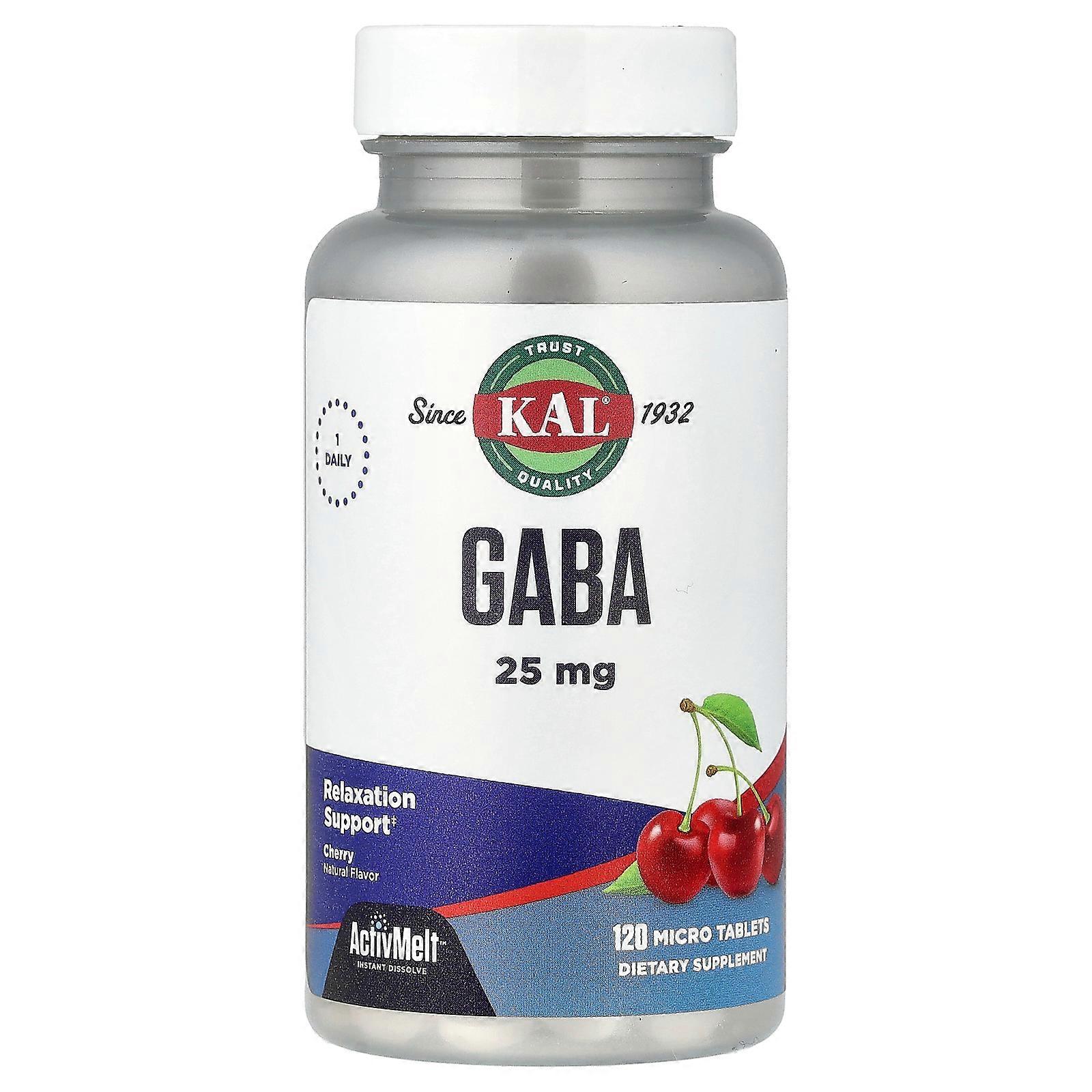 2 x KAL, GABA, Cherry, 25 mg , 120 Micro Tablets