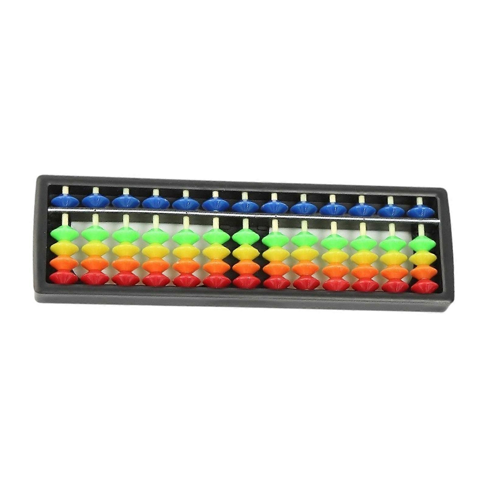 Math Practice Abacus with 13 Parallel Rods, Divided Upper and Lower Counter Positions, and Rectangular ABS Plastic Frame  five colors
