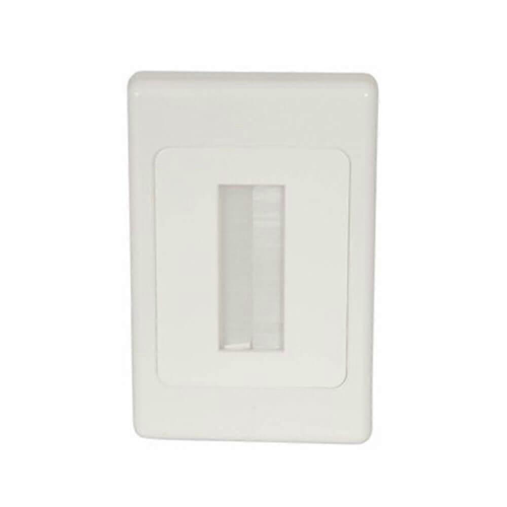 FRONT Brush Cable Entry Wall Plate White Ideal Solution For Short Cable Run