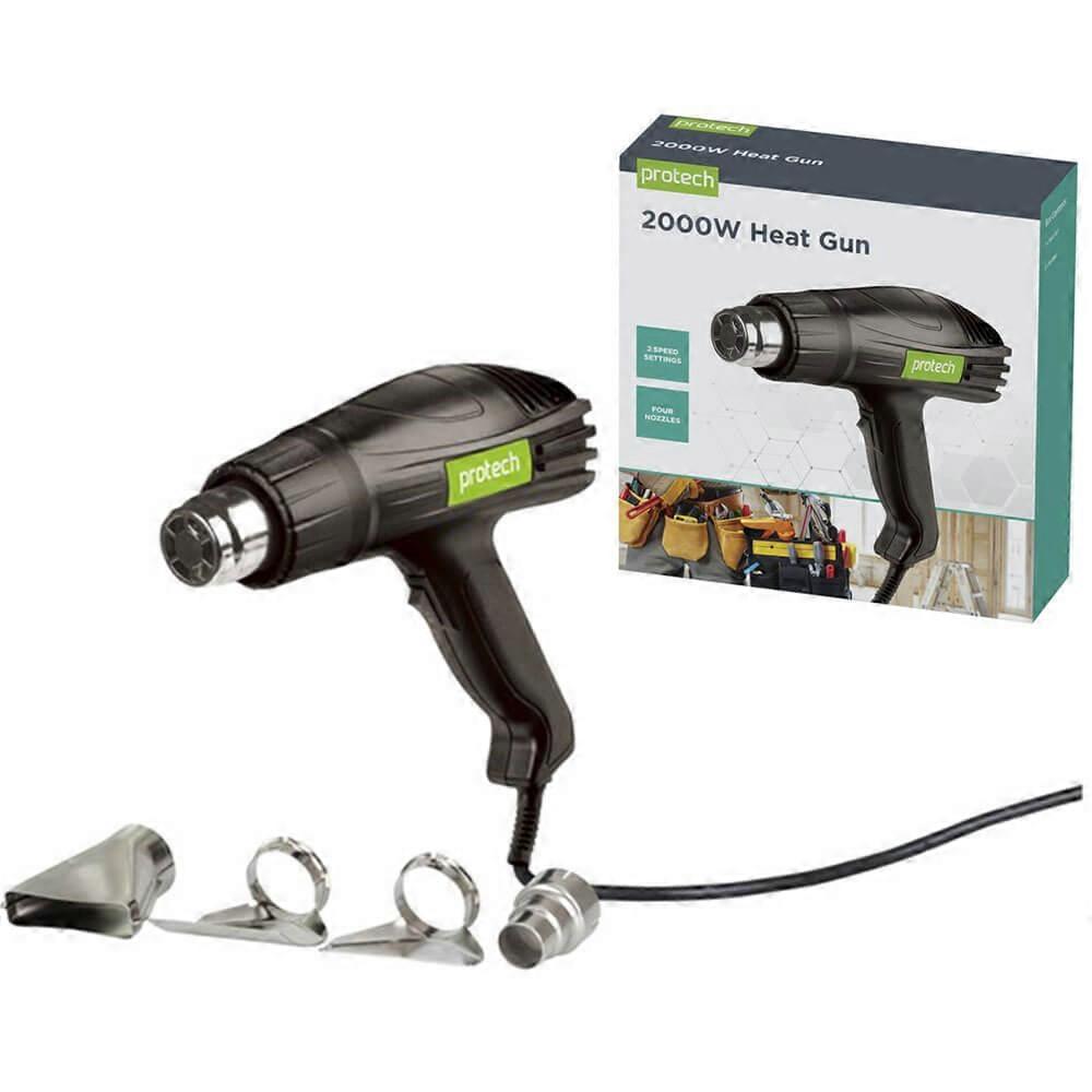 Protech 2000W 240V Adjustable Temperature Heat Gun and Four Head Attachments