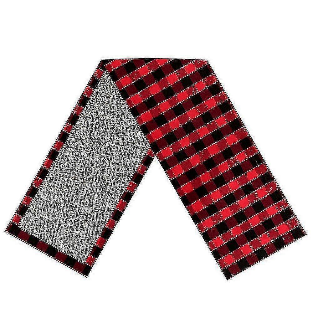 Soft Plaid Burlap-Polyester Runner