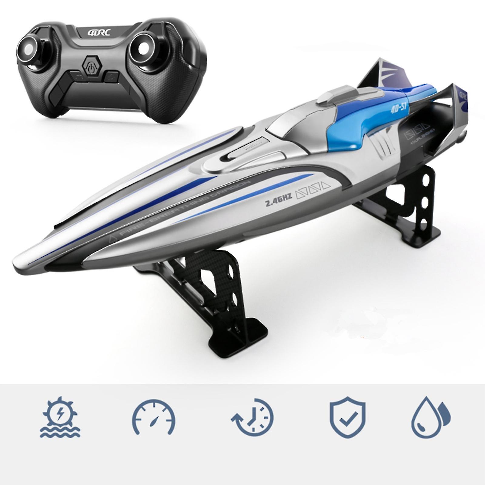 Rc Speedboat - Remote Control Speedboat For Pools And Lakes, Fast Rc Boats For Adults And Kids,4 Channel 2.4ghz Remote Control, Rechargeable Boats