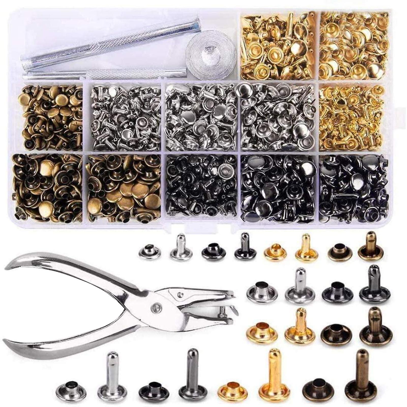 480 Sets Of Leather Rivets Double Cap Rivet With 4 Fixing Set Tools
