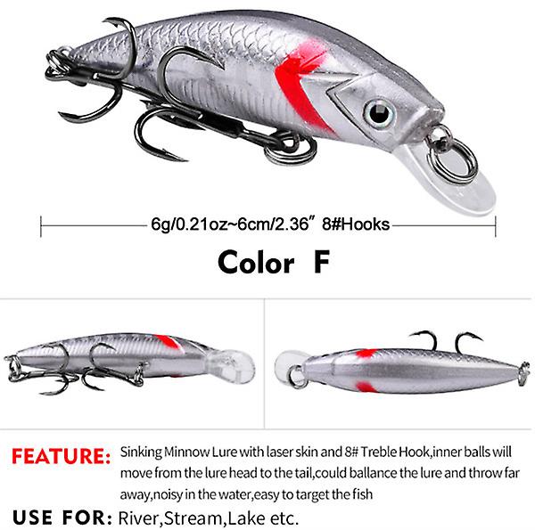 New Brand Proberos Submerged Minorua Bait 6g/6cm Plastic Fake Bait Hard Bait Bionic Bait Three Pieces