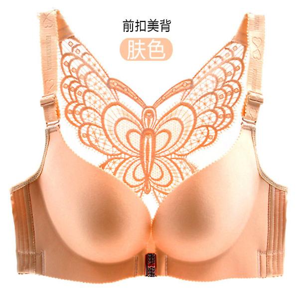 New Brand Women's Front Buckle No Steel Ring Large Size Bra Fat Mm Bra Gathered Adjustable Beauty Backlit Surface No Trace Thin Sexy Underwear
