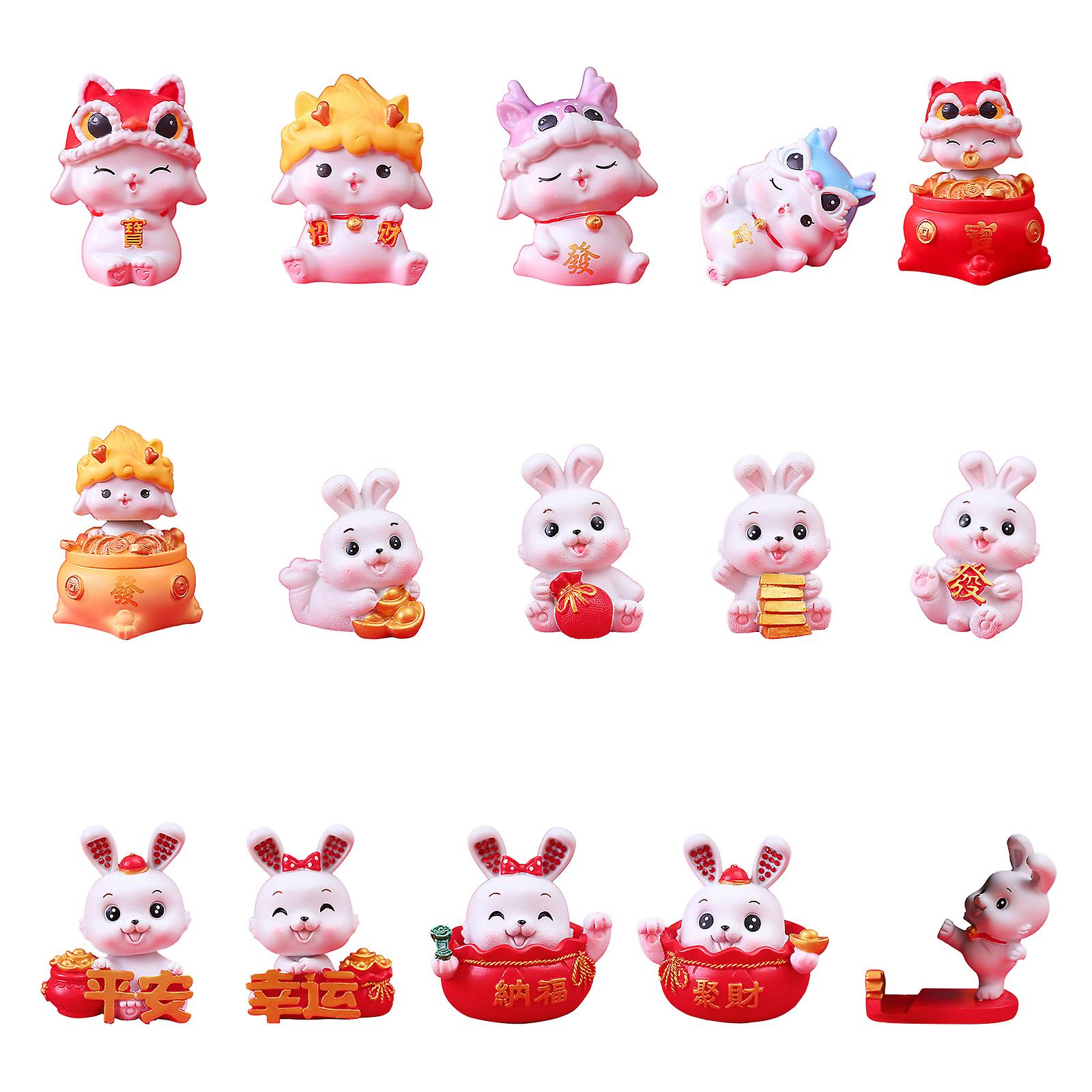 Resin Rabbit Mini Statue Year Figurine Decor Desktop Ornament 2023