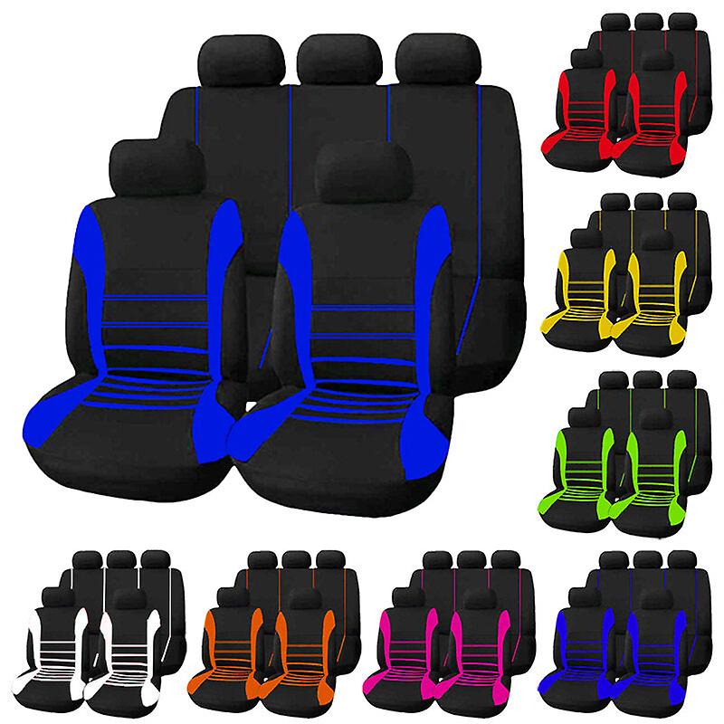 9-Piece Universal Car Seat Covers Set - Washable Front & Rear Seat Protectors With Headrest Covers